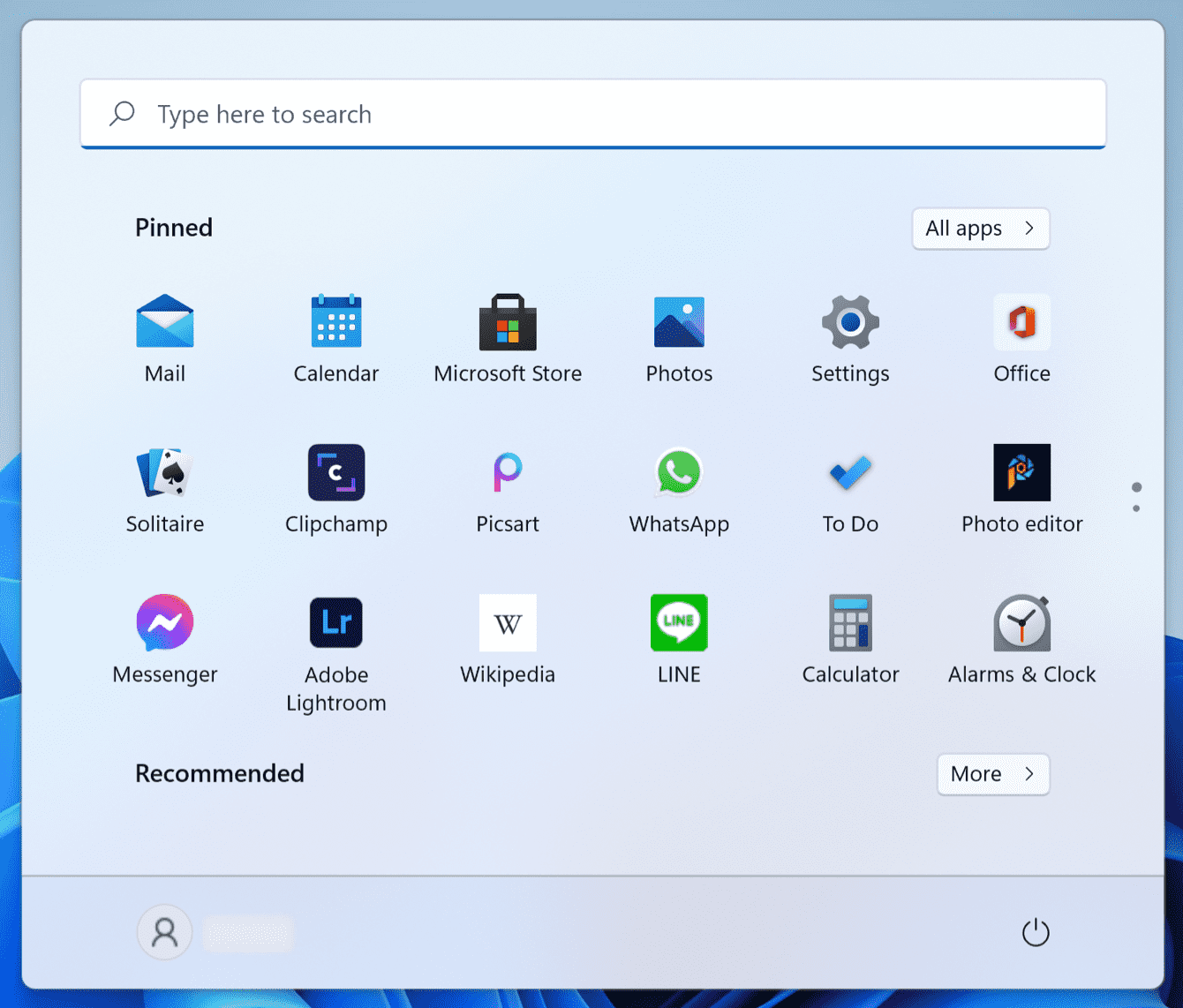 Windows 11 "Start” menu.