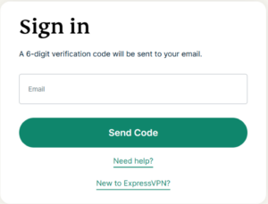 ExpressVPN setup page with a sign-in box.