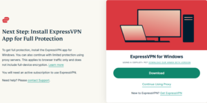 Download ExpressVPN for Windows or choose to Continue Using Proxy.