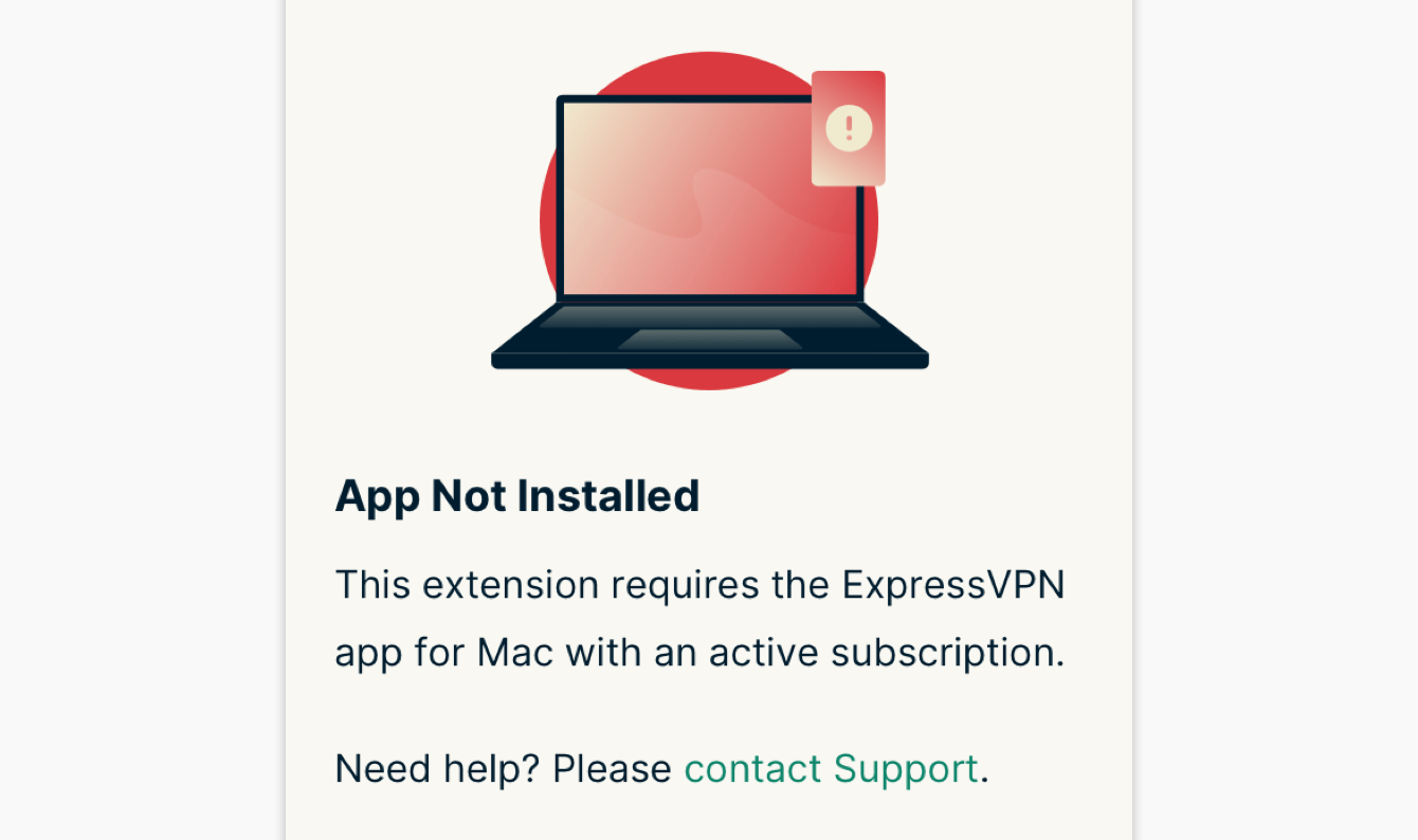 La aplicación ExpressVPN no está instalada en su computadora