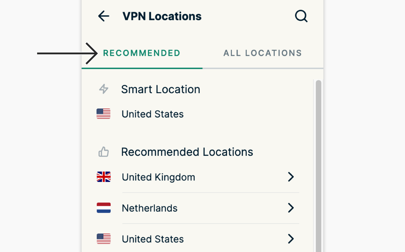 Pick from "Recommended" locations within the extension.