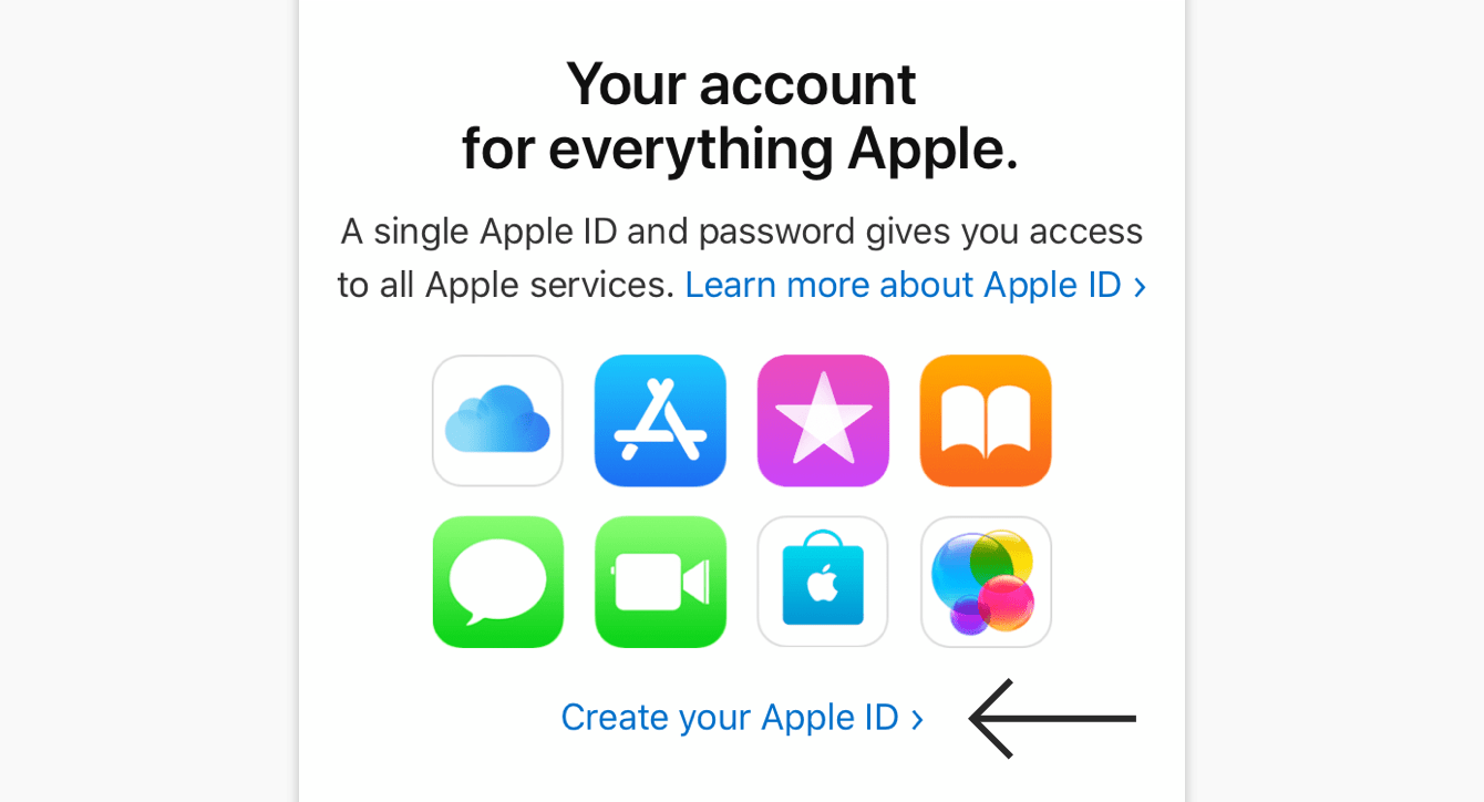Tap "Create your Apple ID."