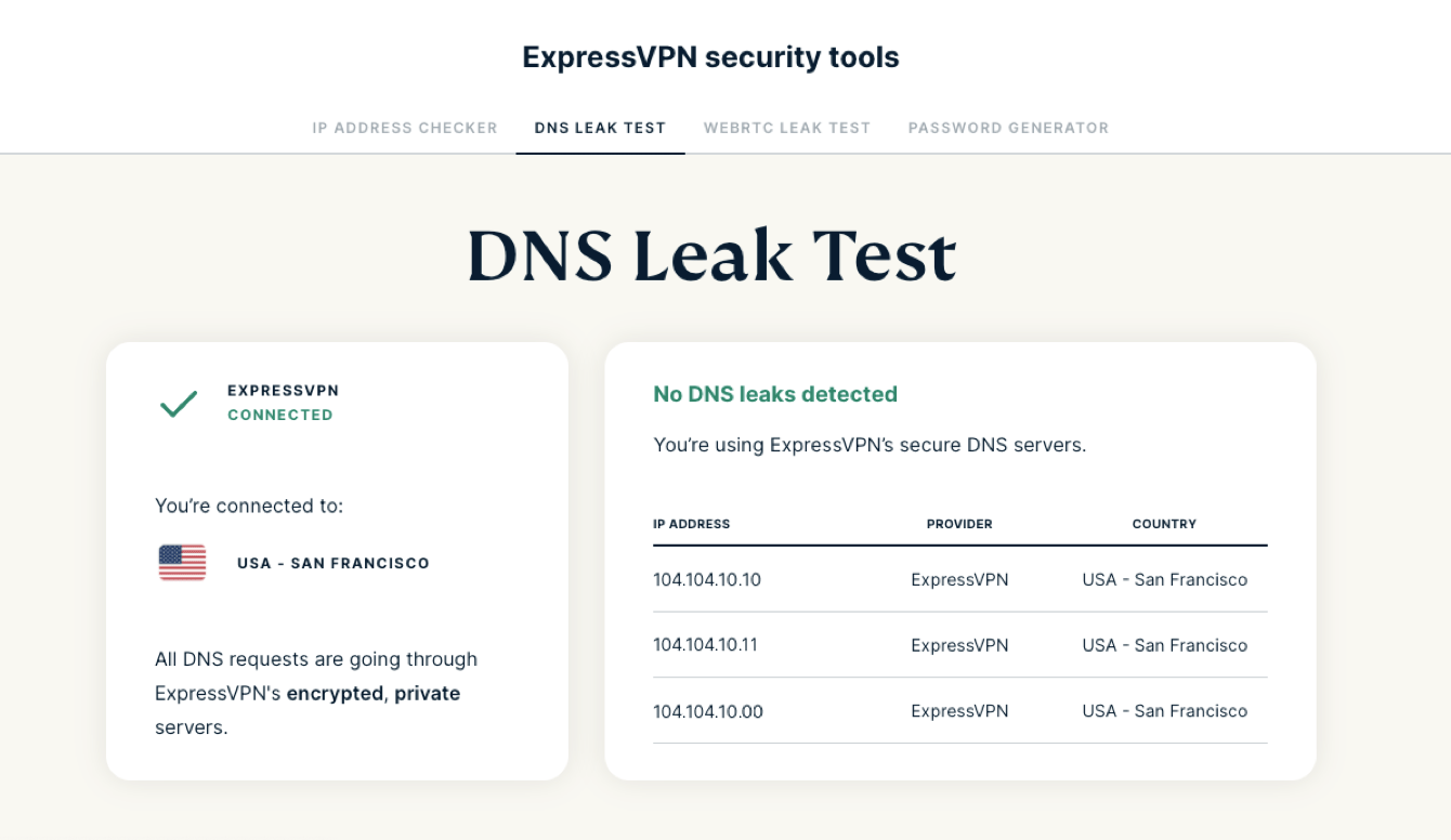 Вы можете сделать проверку на утечку DNS, чтобы убедиться в надежности VPN-подключения. 