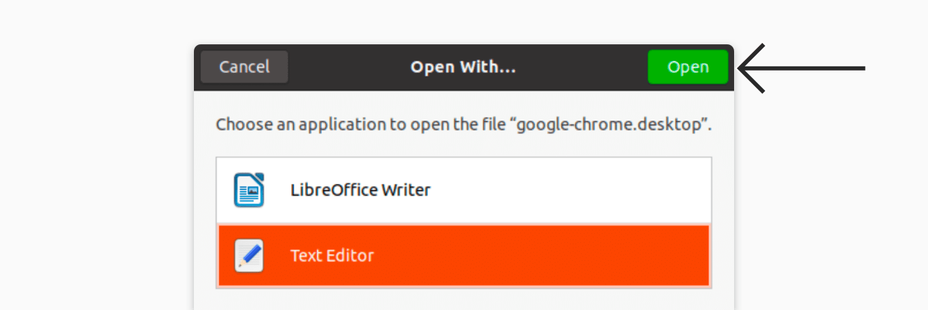Select "Text Editor," then click "Open."