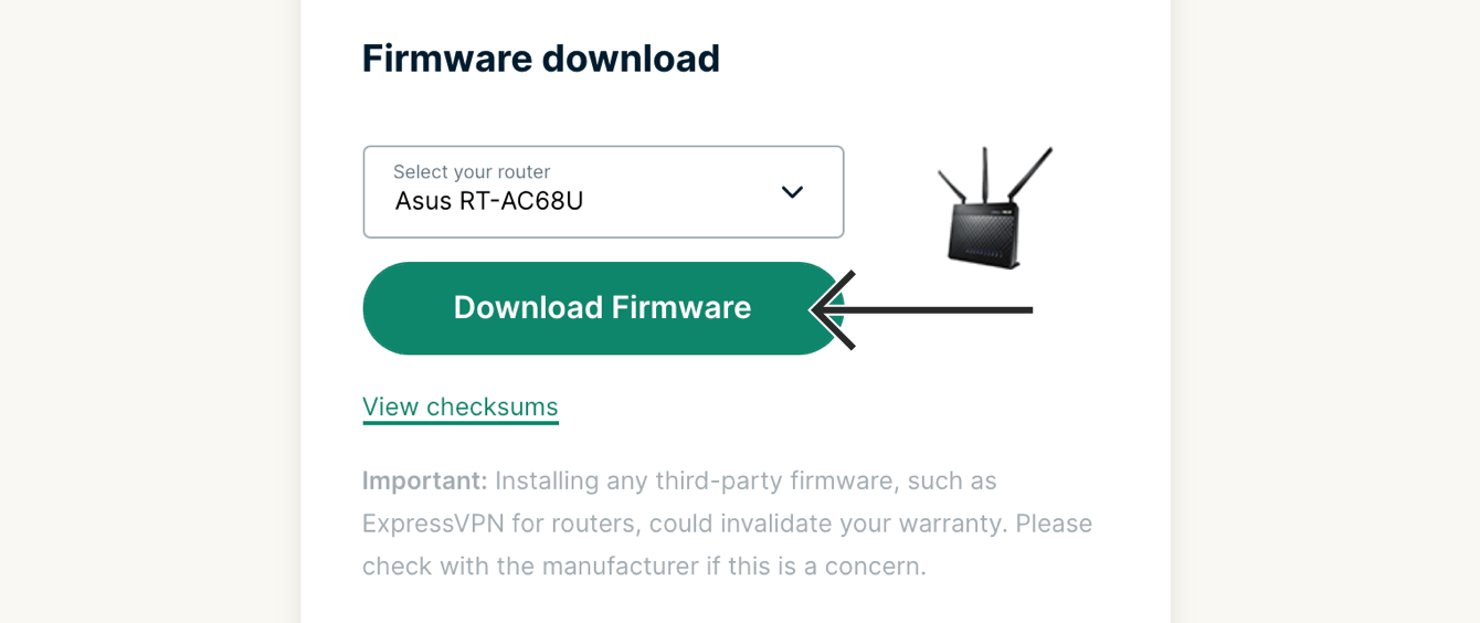 Selezionare il router, quindi fare clic su "Download Firmware".