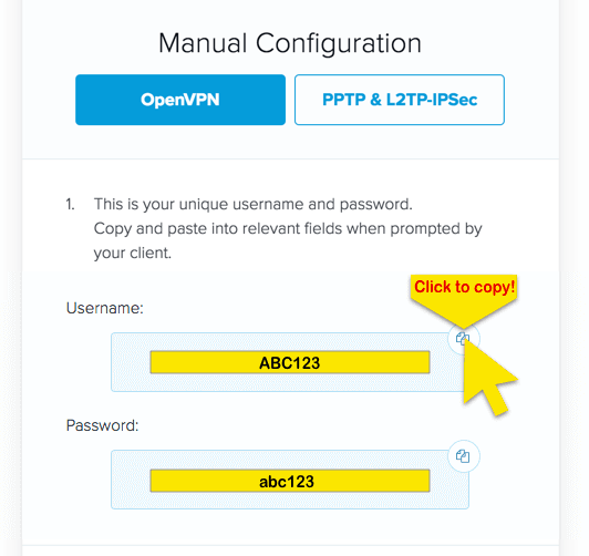 учетные данные openvpn