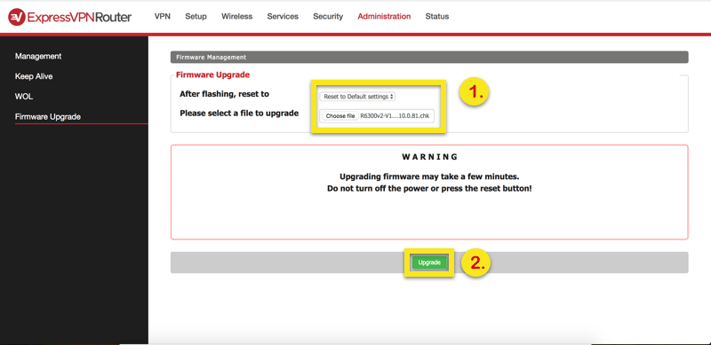 Firmware auswählen.