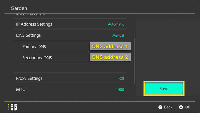 dns codes for nintendo switch