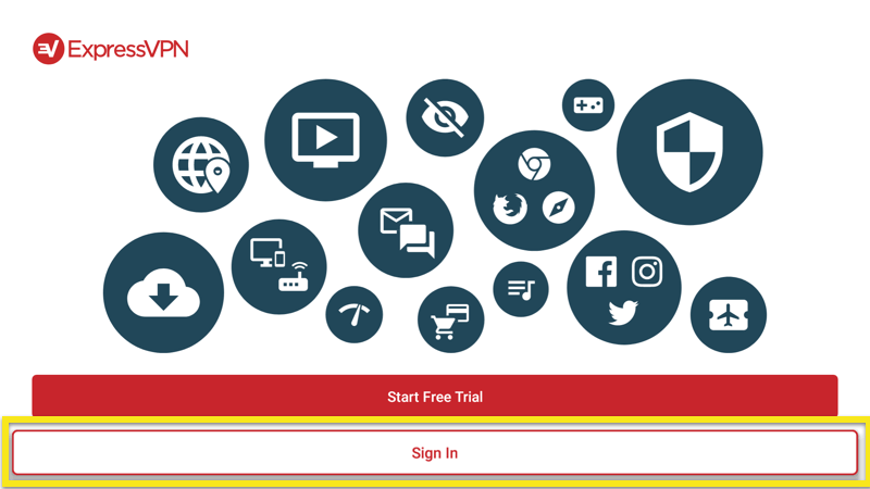 Sign in to the ExpressVPN app on Nvidia Shield.