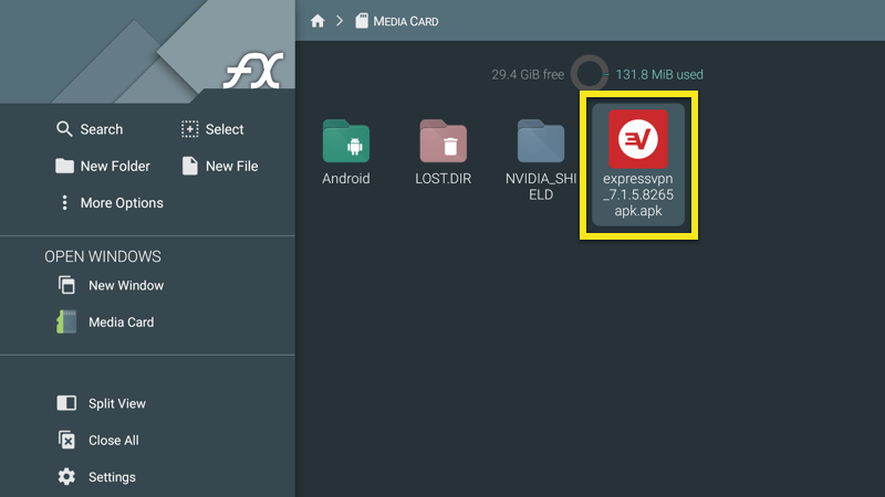 Select the ExpressVPN apk.