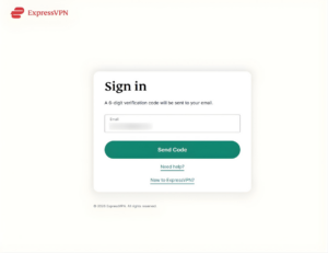 ExpressVPN sign-in screen on Windows.