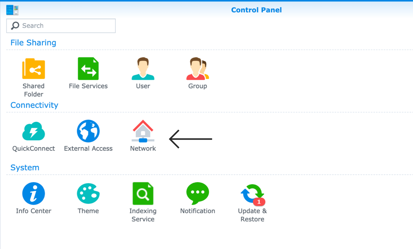 Go to “Control Panel” and select “Network.”