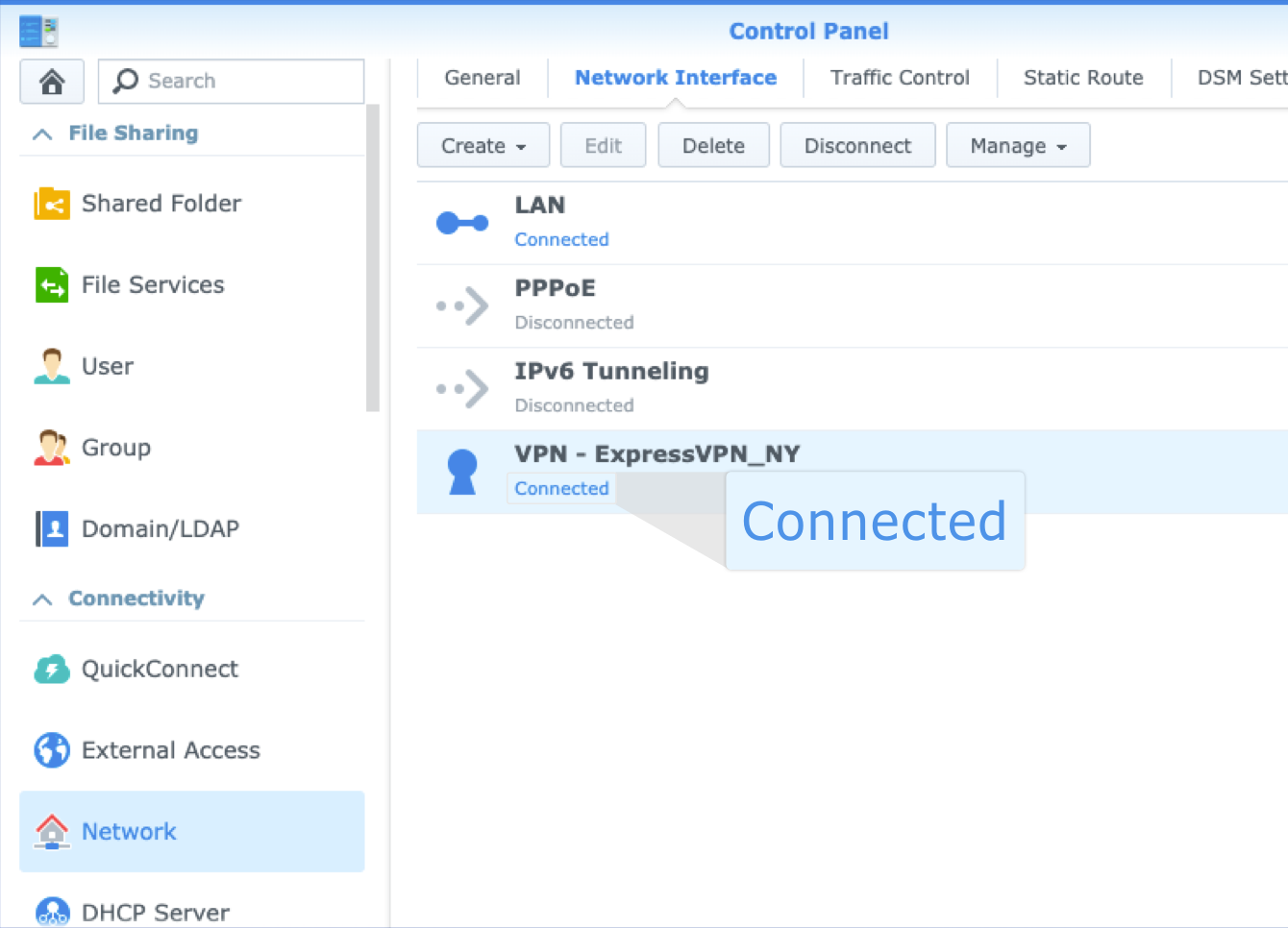 When your ExpressVPN is connected, you will see the word “Connected.”