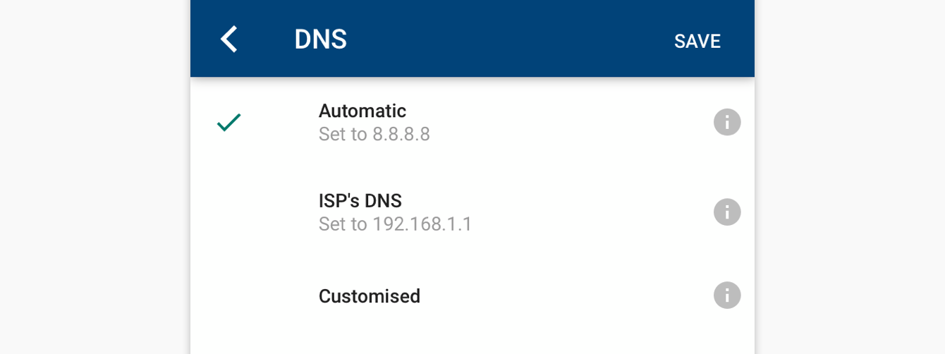 Tap “Automatic” to restore your DNS settings.