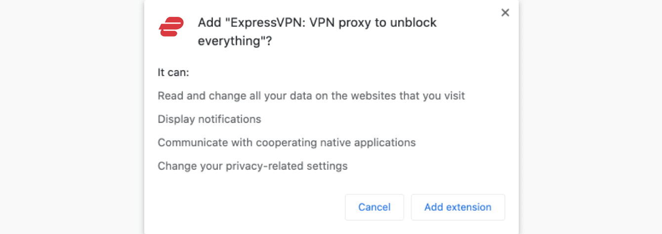 Para adicionar a extensão de navegador ExpressVPN ao seu navegador, clique em 