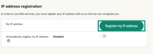 Register IP address to configure ExpressVPN DNS settings.