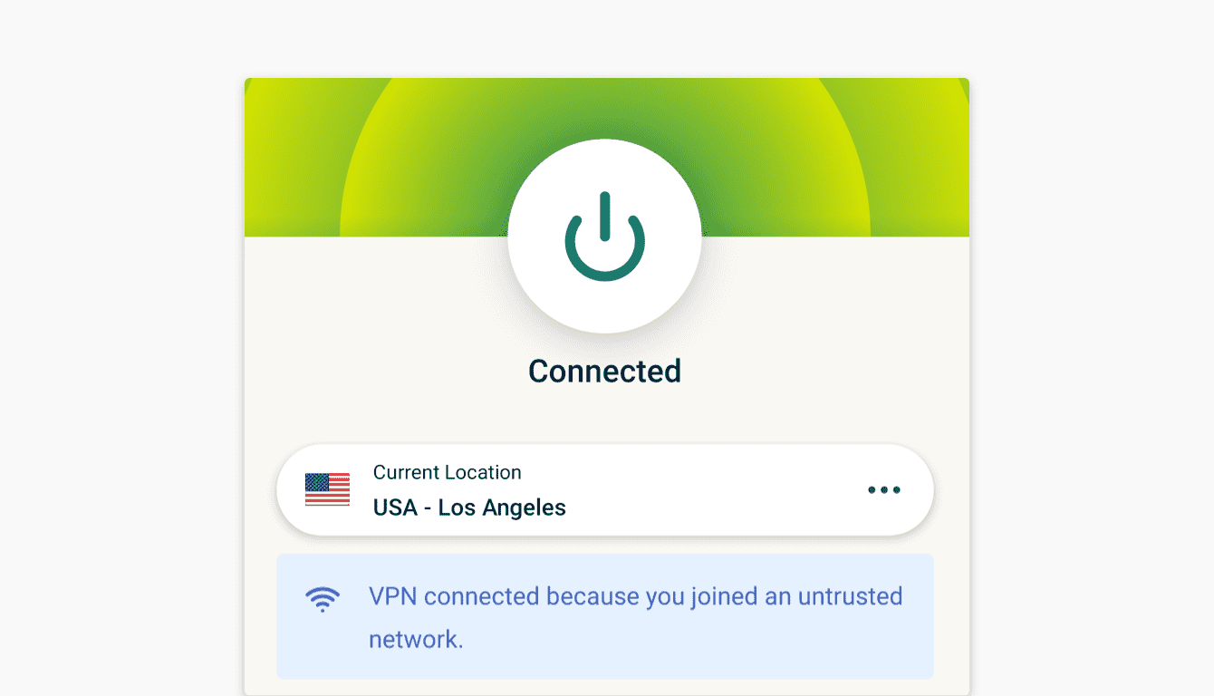 VPN on yhdistetty, koska liityit epäluotettavaan verkkoon.