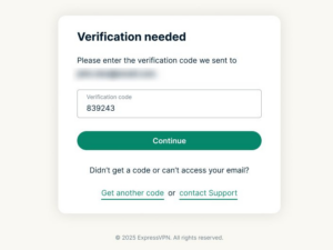 ExpressVPN's Verification needed page on desktop.