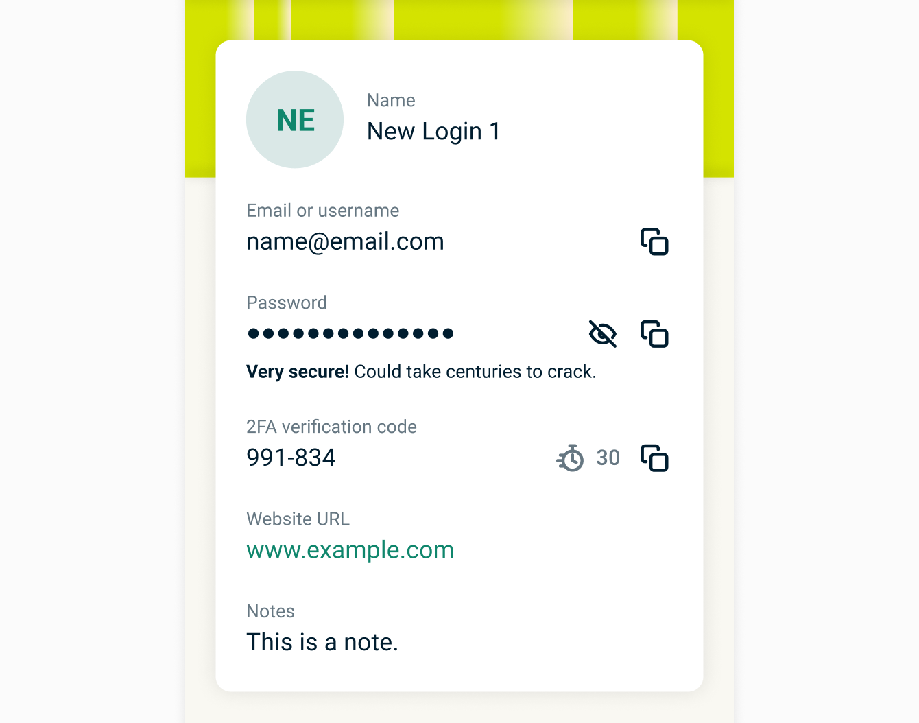 Screenshot of existing login with 2FA code added