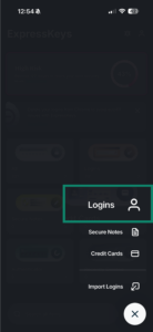 Logins in ExpressKey iOS app.
