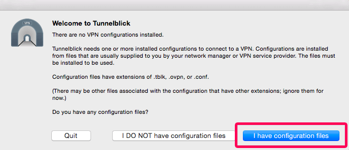 configuration files for tunnelblick
